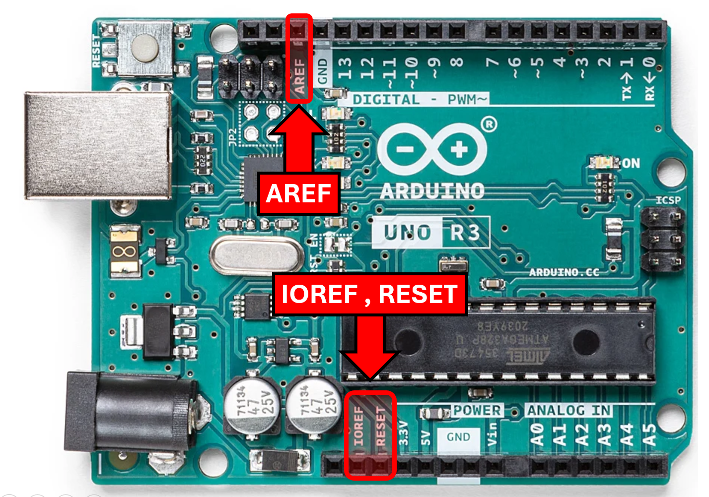 صورة توضيحية: AREF وIOREF وRESET