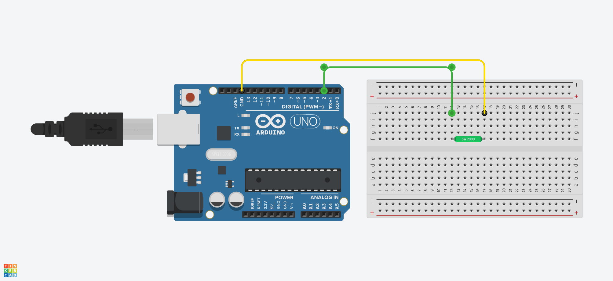 Tilt Ball Switch موصل بين D2 وGND لاستخدام INPUT_PULLUP