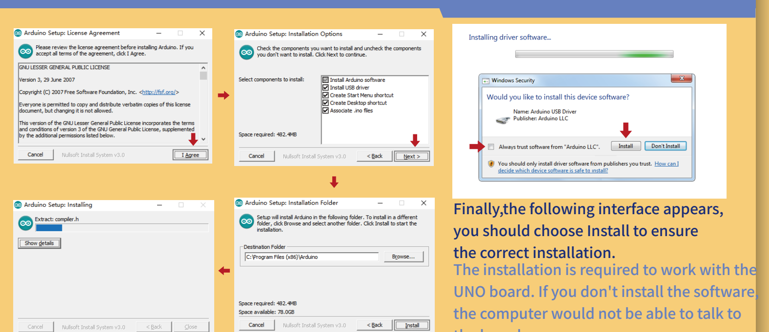 نوافذ تثبيت Arduino وبرنامج تشغيل USB