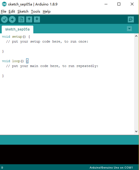 واجهة Arduino IDE وعناصرها المرقمة