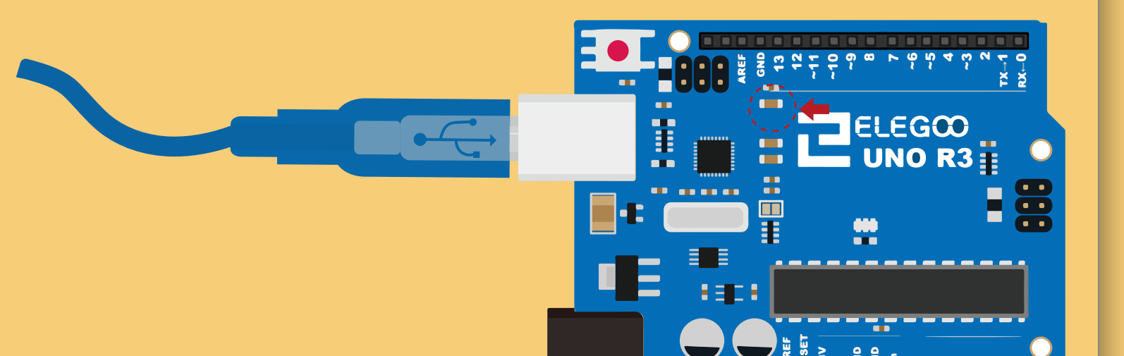 لوحة أردوينو (UNO R3 Board) وموضع LED المدمج