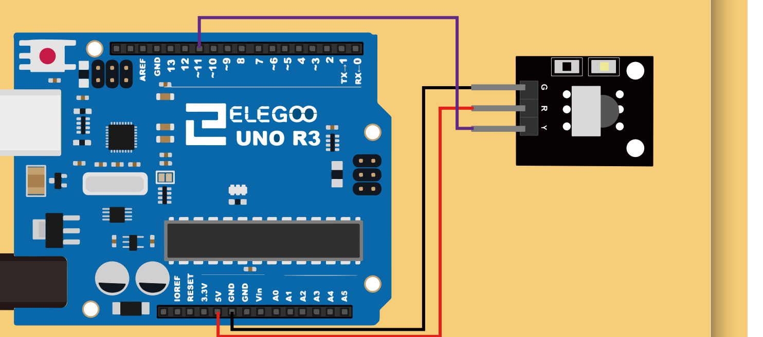 توصيل المستقبل بلوحة أردوينو (UNO R3 Board)