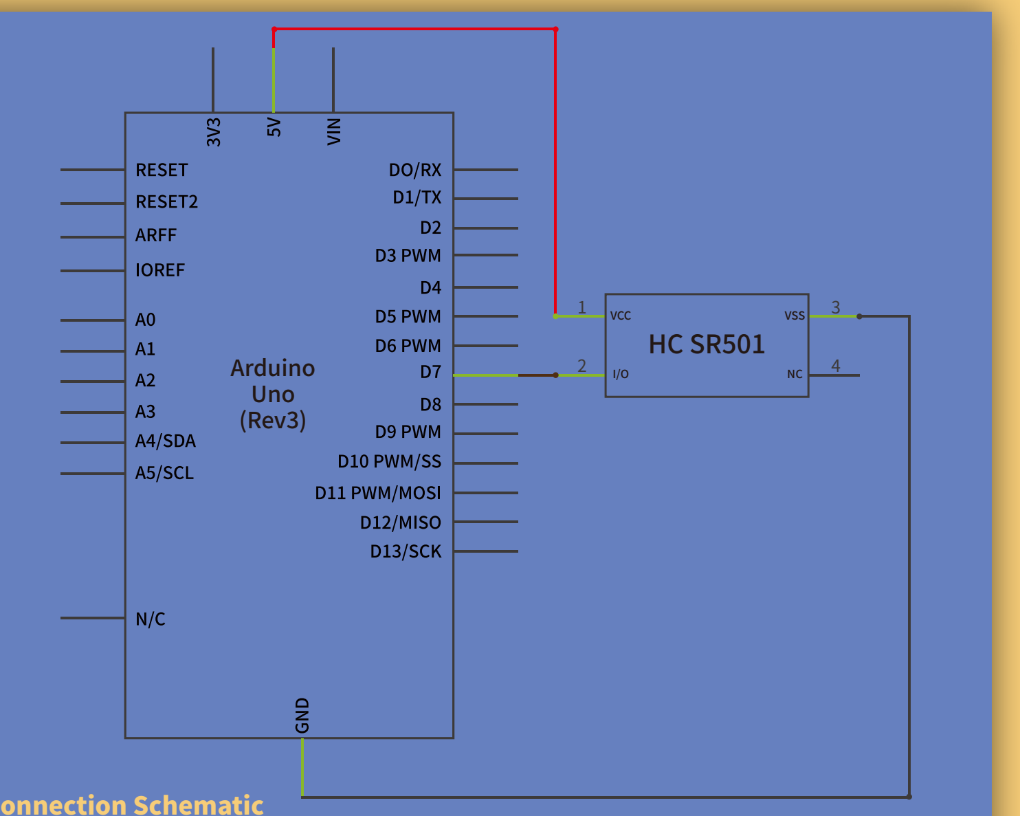 المخطط الكهربائي لحساس الحركة (HC-SR501 PIR Motion Sensor)