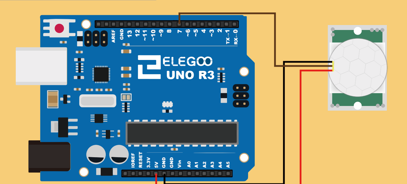 توصيل حساس (PIR Motion Sensor) بلوحة أردوينو (UNO R3 Board)