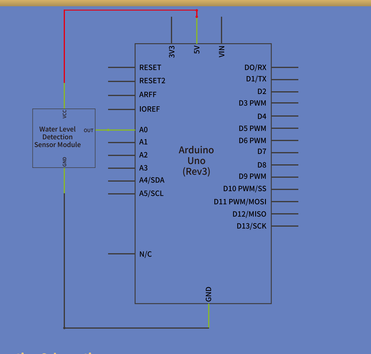 المخطط الكهربائي لحساس الماء (Water Level Detection Sensor Module)