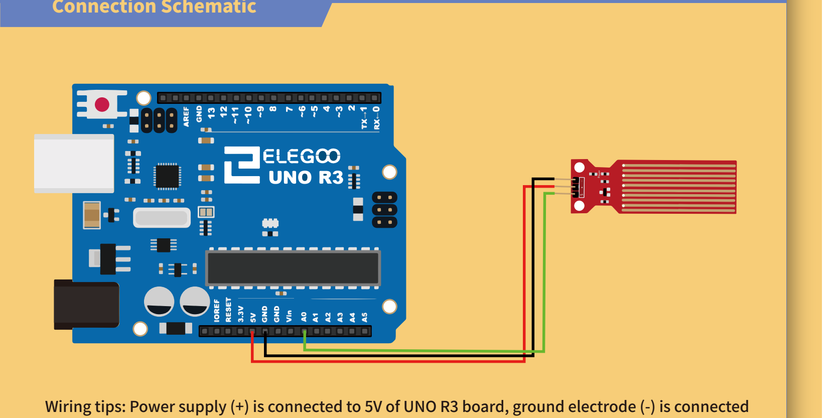 توصيل حساس الماء (Water Level Detection Sensor Module) بلوحة أردوينو (UNO R3 Board)