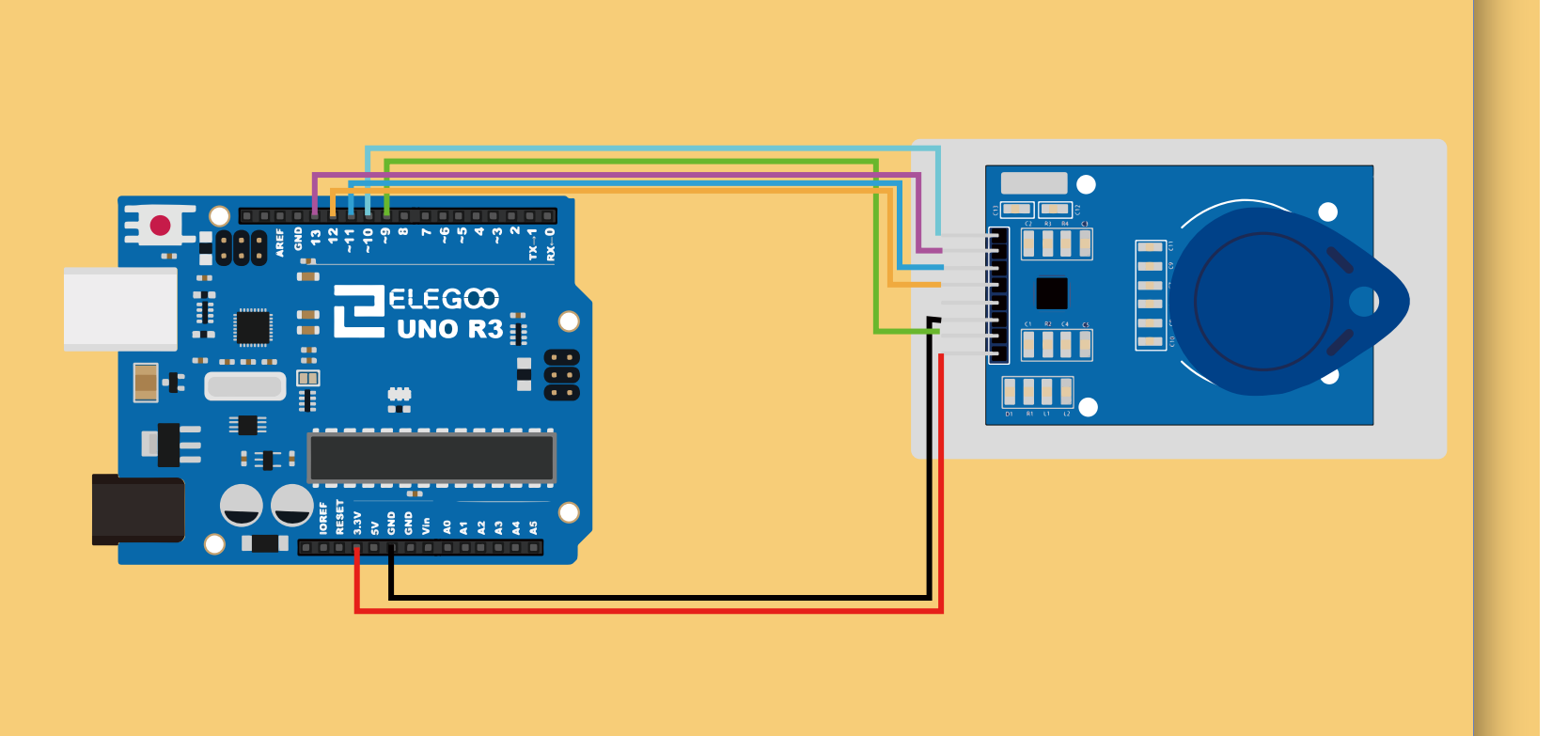 توصيل القارئ بلوحة أردوينو (UNO R3 Board)