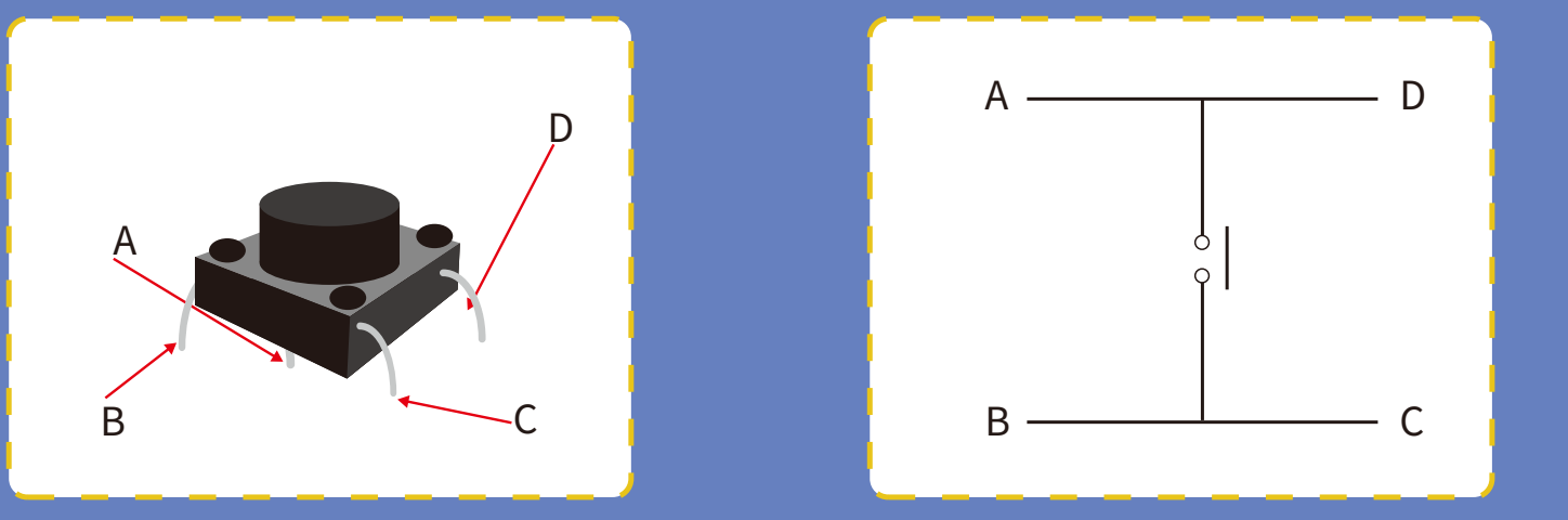 أطراف زر الضغط (Push Switch) ومخطط التوصيل الداخلي