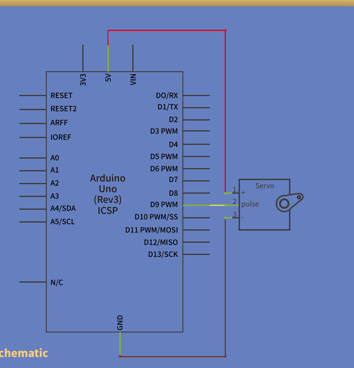 المخطط الكهربائي لالمحرك المؤازر (Servo)