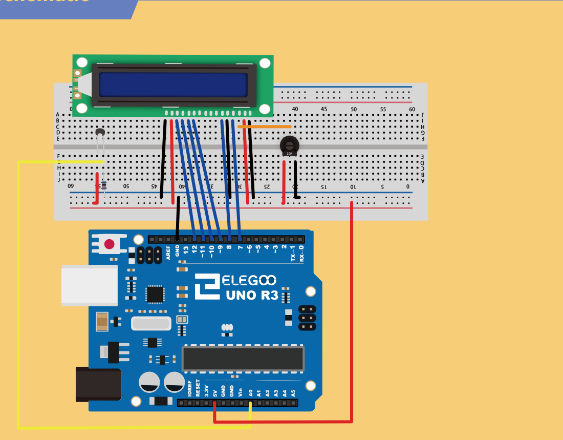 توصيل الشاشة والمقاومة الحرارية (Thermistor)